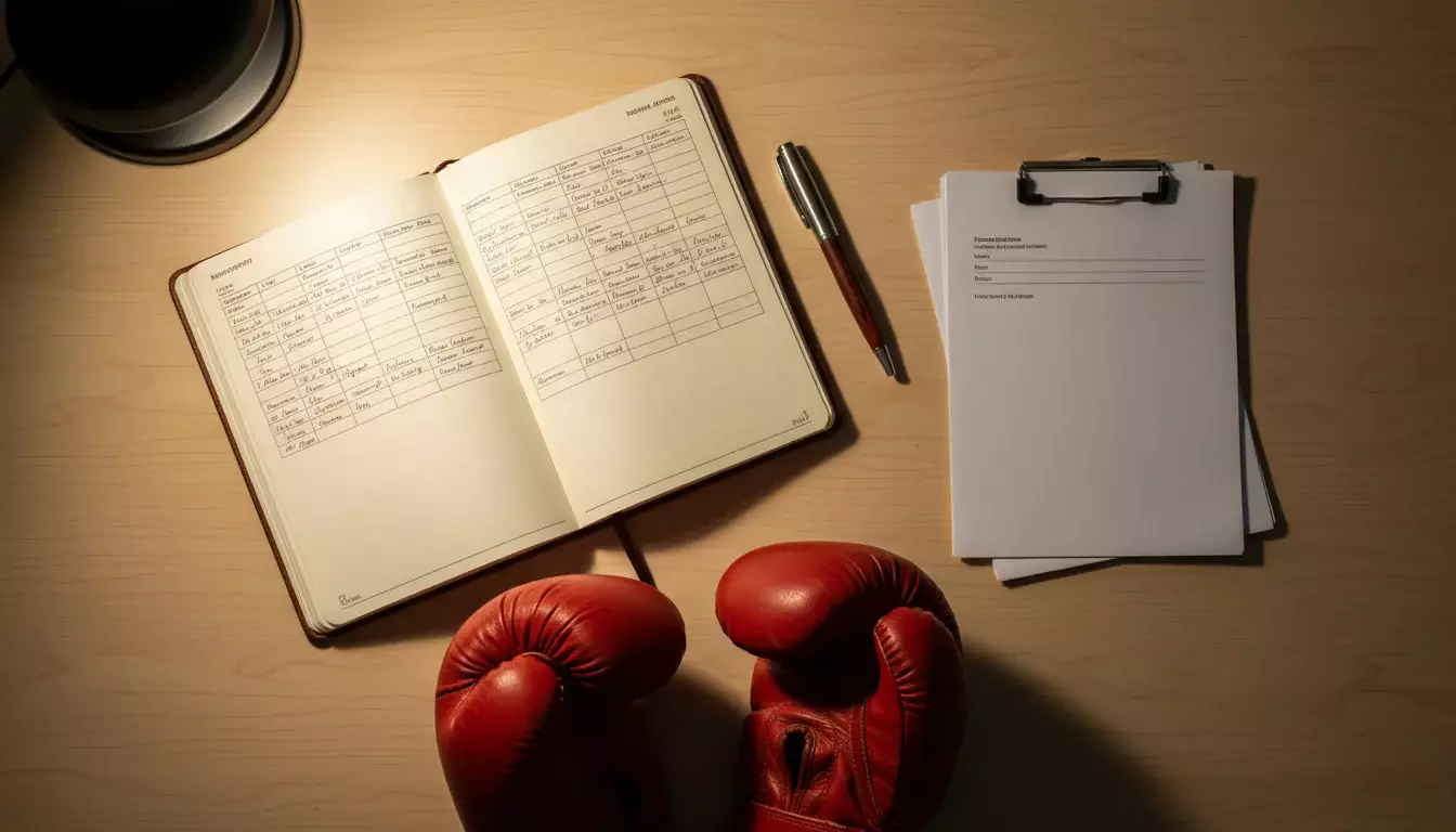 Notizbuch mit Wettplanung und Stift – Bankroll Management für Boxwetten