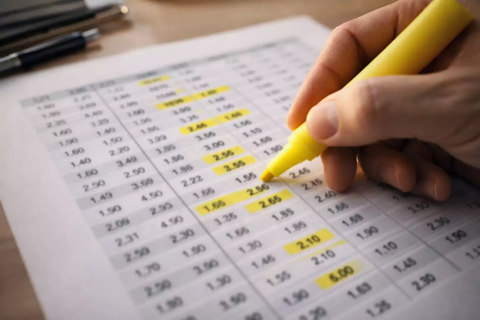 Analytiker markiert interessante Quoten in einem Dokument